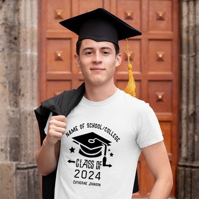 Graduation Class of 2024 Custom Name T-Shirt (Class of 2024 Graduation T-Shirt. Let everyone know the news of your grad. #graduate #classof2024)