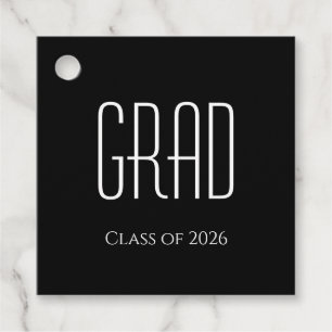 Graduation Class of 2024 Minimalist Black White Favour Tags