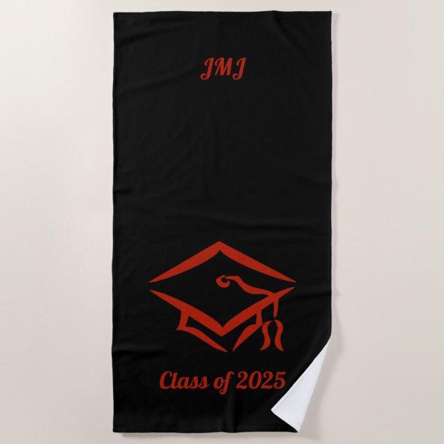 Graduation Class of 2025 BLKBRD Custom Year Name Beach Towel (Front)