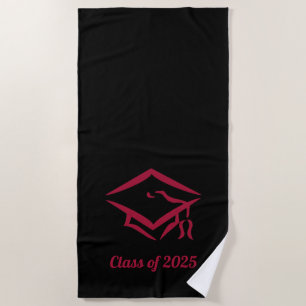Graduation Class of 2025 BLKDKRD Custom Year Name Beach Towel
