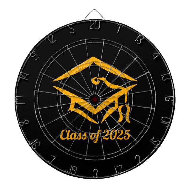Graduation Class of 2025 BLKGLD Custom Year Name Dartboard (Front)