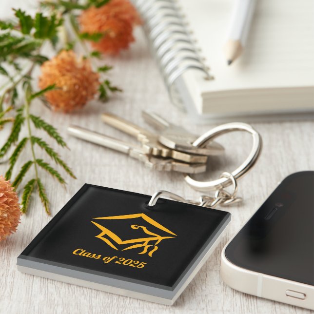Graduation Class of 2025 BLKGLD Customize Year Keychain (Front Right)