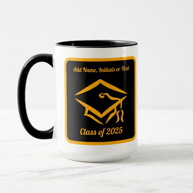 Graduation Class of 2025 BLKGLD Customize Year Mug (Left)