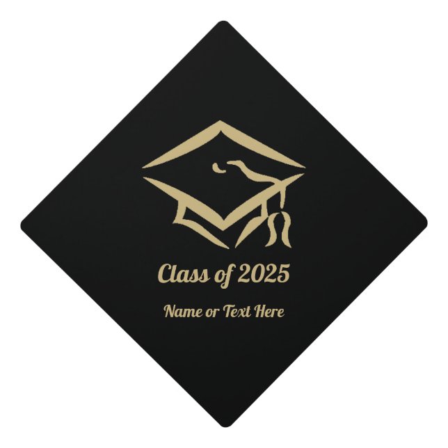 Graduation Class of 2025 BLKVMG Custom Year Name Cap Topper (Front)