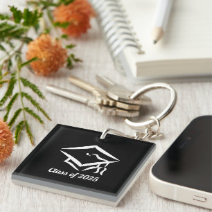 Graduation Class of 2025 BLKWHT Customize Year Keychain