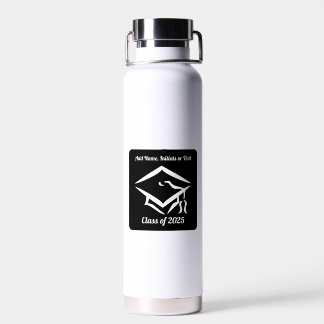 Graduation Class of 2025 BLKWHT Customize Year Water Bottle (Back)