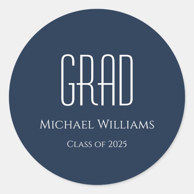 Graduation Class of 2025 Blue Classic Round Sticker (Front)
