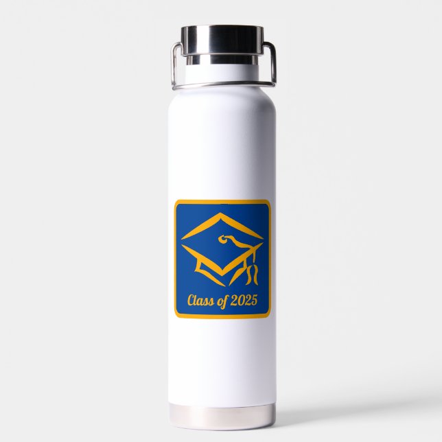 Graduation Class of 2025 BLUGLD Customize Year Water Bottle (Back)
