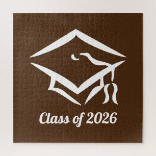 Graduation Class of 2025 BRNWHT Custom Year Name Jigsaw Puzzle