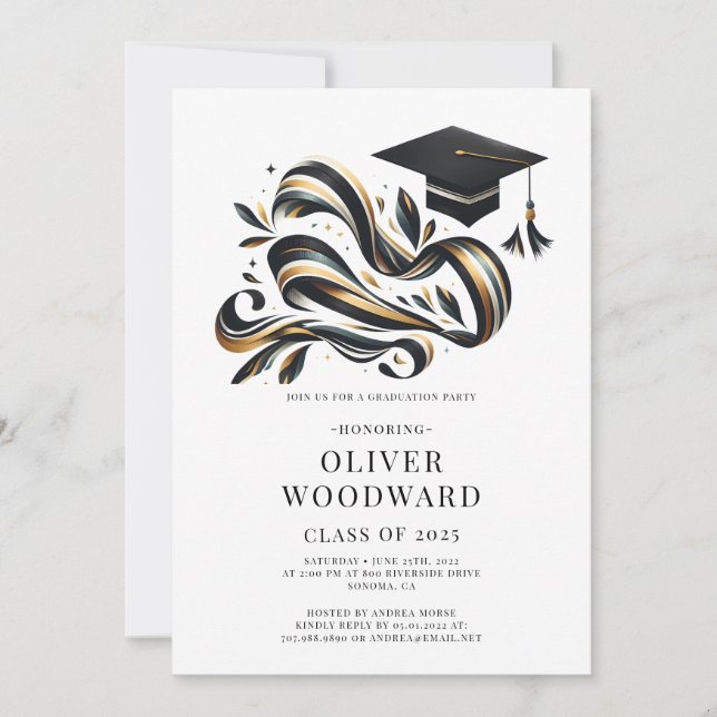 Graduation Class of 2025 illustration Grad Party Invitation (Front)