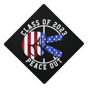 Graduation Class Of 2025 Peace Out Graduate Black Cap Topper