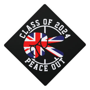 Graduation Class Of 2025 Peace Out UK Graduate  Cap Topper