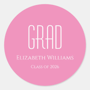 Graduation Class of 2025 Pink Minimalist Classic Round Sticker