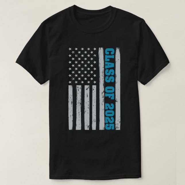 Graduation Class Of 2025 Senior Usa American Flag T-Shirt (Design Front)