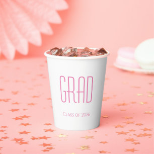 Graduation Class of 2025 Simple Pink Typography  Paper Cups