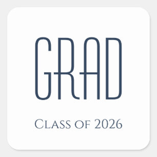 Graduation Class of 2026 Blue White Square Sticker