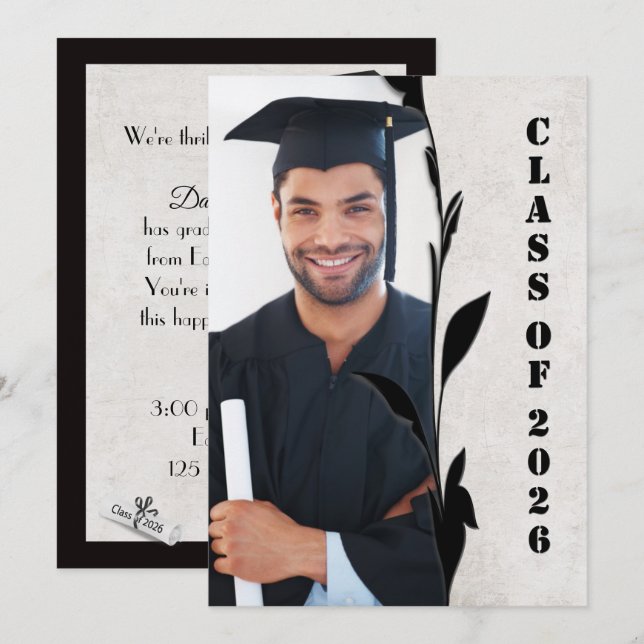 Graduation Class of 2026 Photo Frame Invitation (Front/Back)