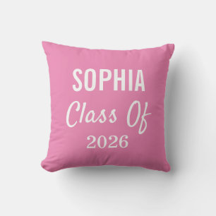 Graduation Class of 2026 Pink Modern Typography Throw Pillow