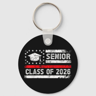 Graduation class of 2026 senior american flag high keychain