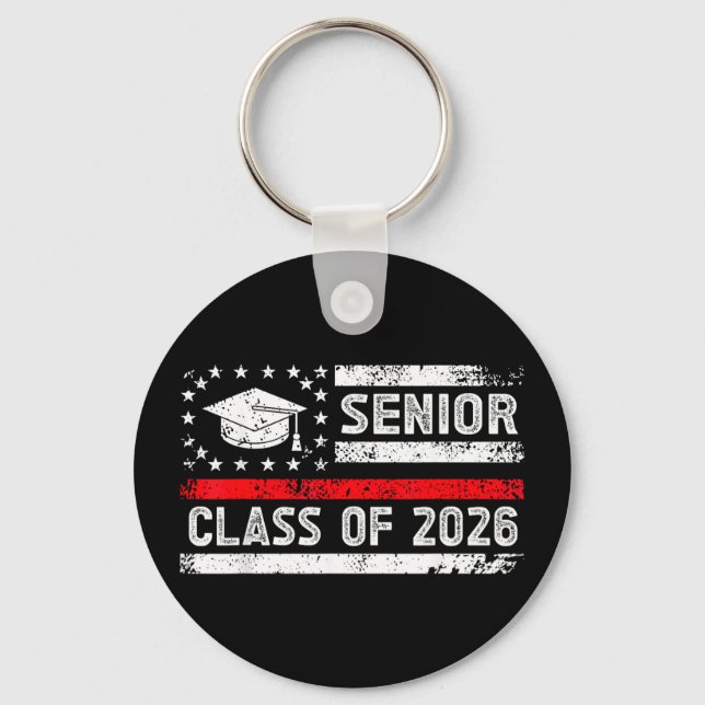 Graduation class of 2026 senior american flag high keychain (Front)