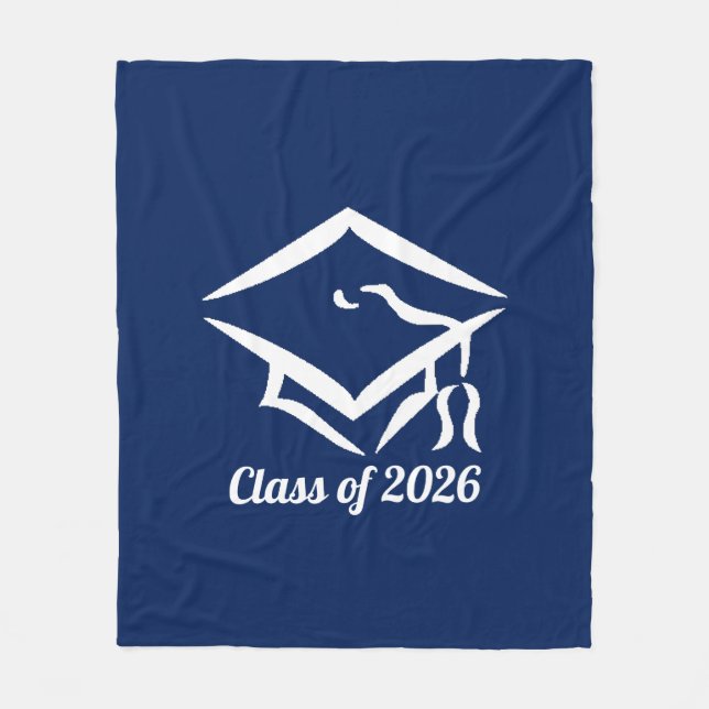 Graduation Class of 20?? BLUCLWHT Customize Year Fleece Blanket (Front)