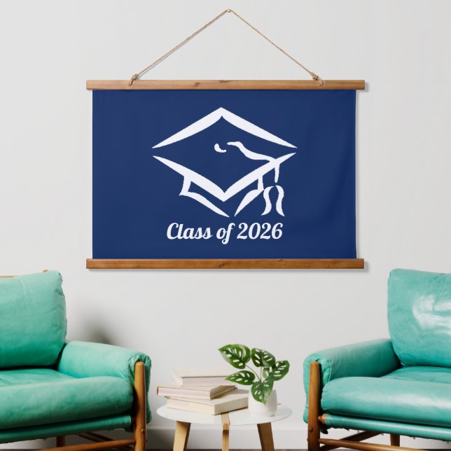 Graduation Class of 20?? BLUCLWHT Customize Year Hanging Tapestry (Living Room)