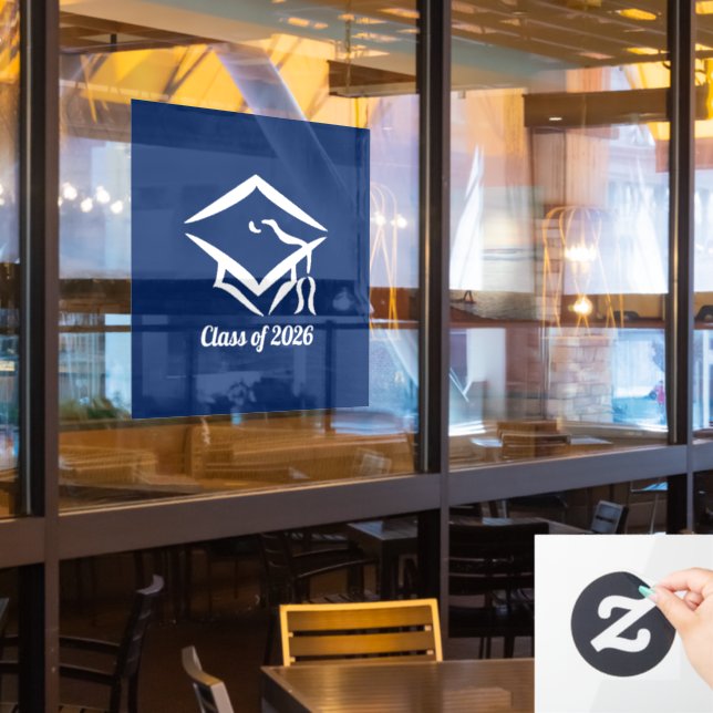 Graduation Class of 20?? BLUCLWHT Customize Year Window Cling (Restaurant Window)