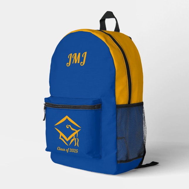 Graduation Class of 20?? BLUGLD Customize Year Printed Backpack (Back Corner Right)