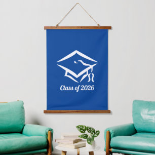 Graduation Class of 20?? BLUWHT Customize Year Hanging Tapestry