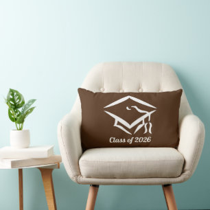 Graduation Class of 20?? BRNWHT Customize Year Lumbar Pillow