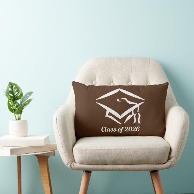Graduation Class of 20?? BRNWHT Customize Year Lumbar Pillow (Chair)