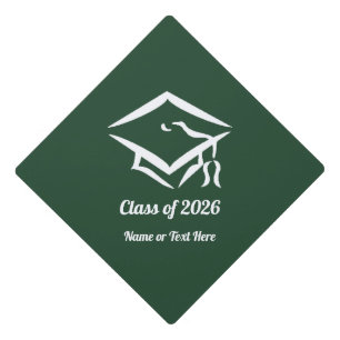 Graduation Class of 20?? DKGRNWHT Custom Year Name Cap Topper