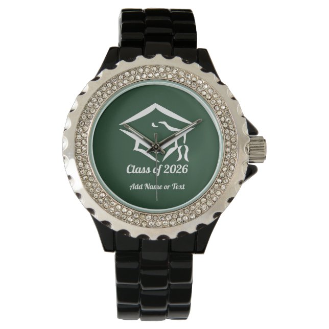 Graduation Class of 20?? DKGRNWHT Custom Year Name Watch (Front)