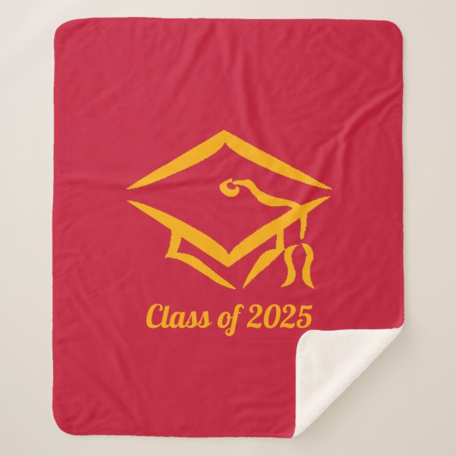 Graduation Class of 20?? REDGLD Customize Year Sherpa Blanket (Front)