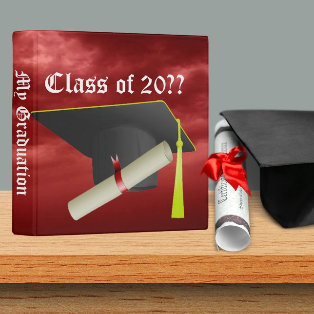 Graduation Class of 20XX Black Cap Red Cloud Sky Binder (Graduation Group Class of 20?? Black Cap Binder)