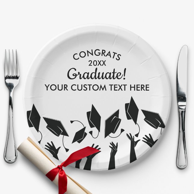 Graduation Class of 20XX Congrats Grad Cap Custom Paper Plate (Creator Uploaded)