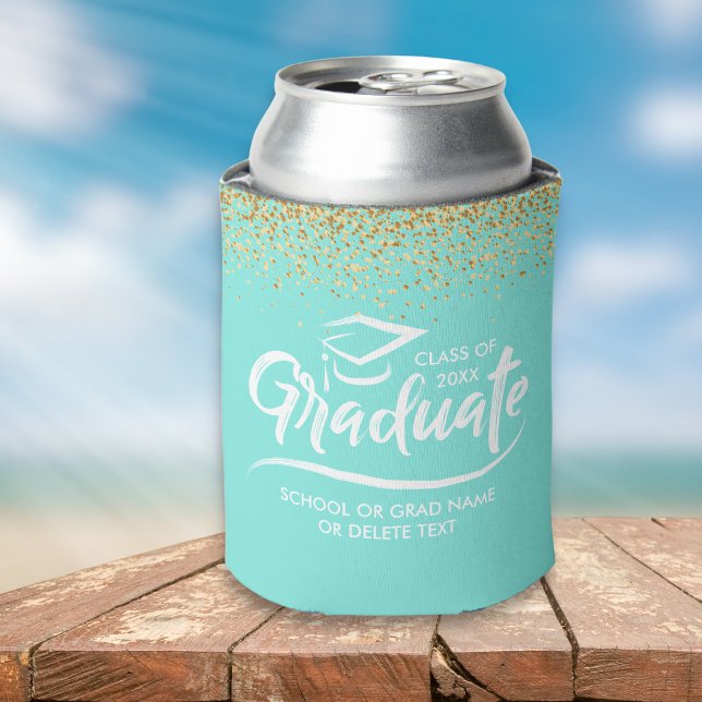 Graduation Class of 20XX Gold Glitter Custom Can Cooler (Creator Uploaded)