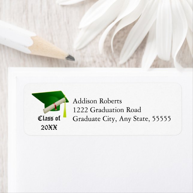 Graduation Class of 20XX Green Cap Return Address (Insitu)