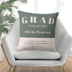 Graduation Class of 20XX Sage Green Blush Keepsake Throw Pillow