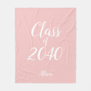Graduation Class Of Blush Pink Personalized Fleece Blanket