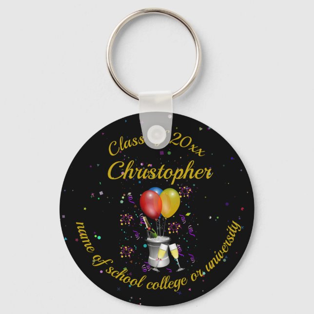 Graduation Class of Bubbly Sparkling Wine Keychain (Front)