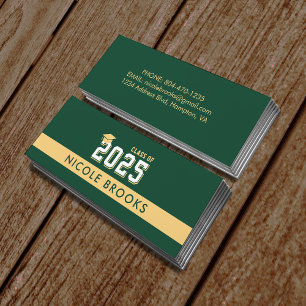 Graduation Class of Green Gold Contact Info Name  Mini Business Card