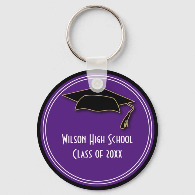 Graduation Class of Keepsake Purple School Colour Keychain (Front)