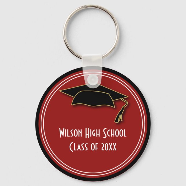 Graduation Class of Keepsake School Color Keychain (Front)