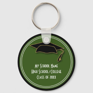 Graduation Class of Keepsake School Colour Green Keychain