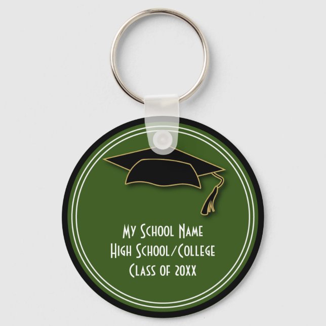 Graduation Class of Keepsake School Colour Green Keychain (Front)