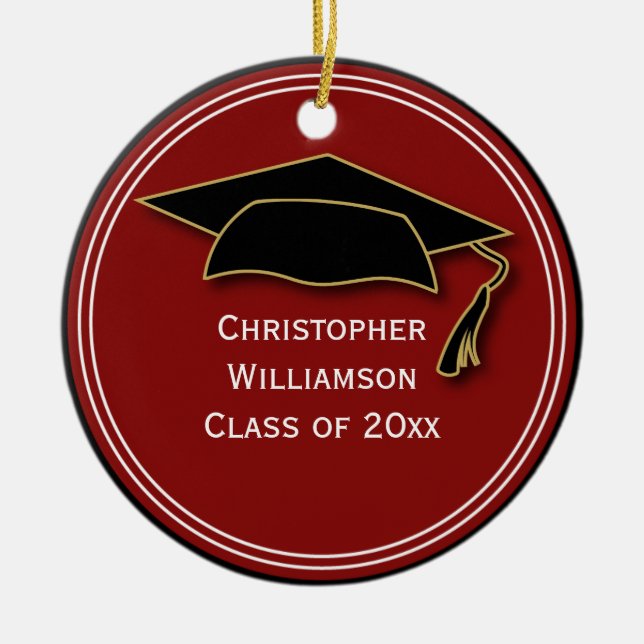 Graduation Class of Keepsake School Memento Ceramic Ornament (Front)