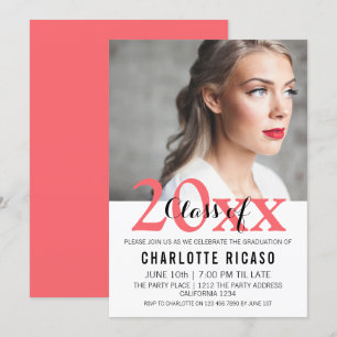 Graduation Class of Modern Personalized (Pink) Invitation