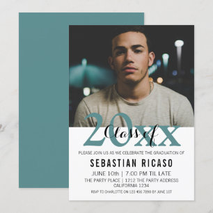 Graduation Class of Modern Personalized (Teal) Invitation
