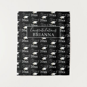 Graduation CLASS OF Pattern Photo Prop Black White Tapestry